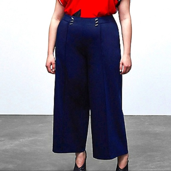 Lane Bryant X Prabal Gurung collab gorgeous navy blue dress pants NWT plus sz 28 - Picture 2 of 8